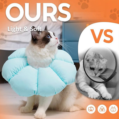 Avont Cat Cone Collar Soft, Adjustable Recovery E Collar Alternative for Cats Kittens Puppies, Elizabethan Neck Cone of Shame to Prevent Licking Biting After Surgery Protect Wounds -Blue(S)
