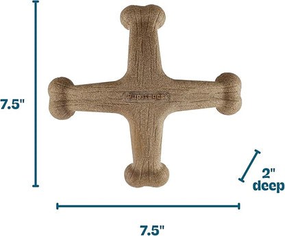 Pupstages Dogwood Jack Dog Chew Toy – Real-Wood Blend, Bacon Scented, 4 Chewable Ends, Moderate Chewers, Large, 7.5" x 2"