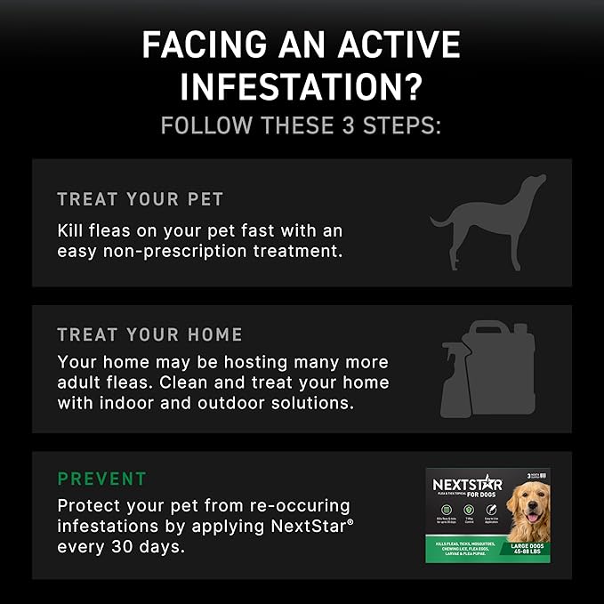 NEXTSTAR Flea and Tick Prevention for Dogs, Repellent & Control, Fast Acting Waterproof Topical Drops, Flea and Tick Prevention for Large Dogs, 6 Monthly Doses