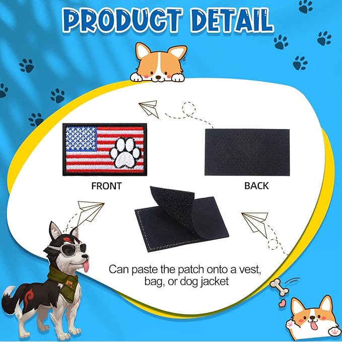 Chunyin 12 Pieces Dog Patches for Service Dog Vest Removable Tactical Harness Service Puppy Embroidered in Training Animal Working Puppy Patch for Vest Harnesses Collars Leashes