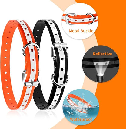 PaiPaitek Shock Collar Replacement Strap for Most of Training Collar, 3/4 Inch Dog Collar Replacement for Wireless Fence and Bark, Adjustable Waterproof TPU Collar Strap - 2 Pack for Training, Walking