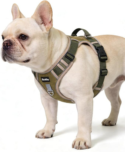 Small Dog Harness, Heavy Duty Tactical No-Pull Reflective Harness & Collar Set — Secure, No Choke, Easy On and Off Pet Vest, Adjustable Dog Vest with Breathable Padded for Walking Hiking Training