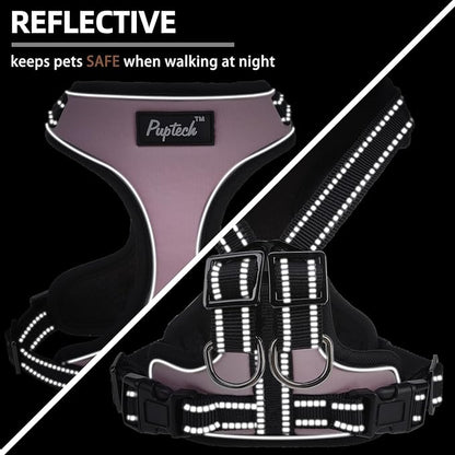 PUPTECK Dog Harness and Leash Set Medium Sized, Adjustable Reflective Escape Proof Puppy Vest, No Pull Walking Harness Easy Control