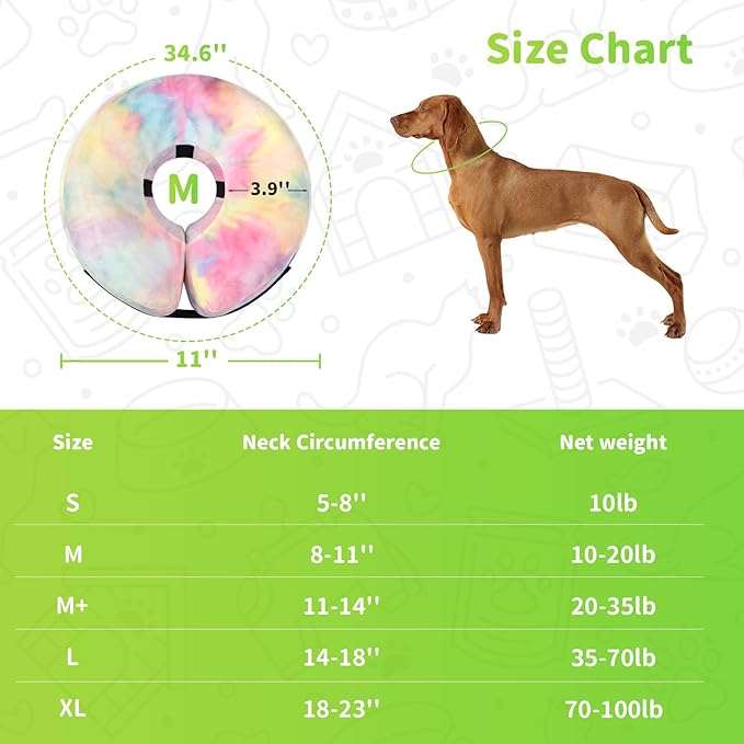 Dog Neck Collar Recovery E-Collar Alternative, Dog Donut Collar After Surgery for Dogs and Cats(Pink Blue, M)
