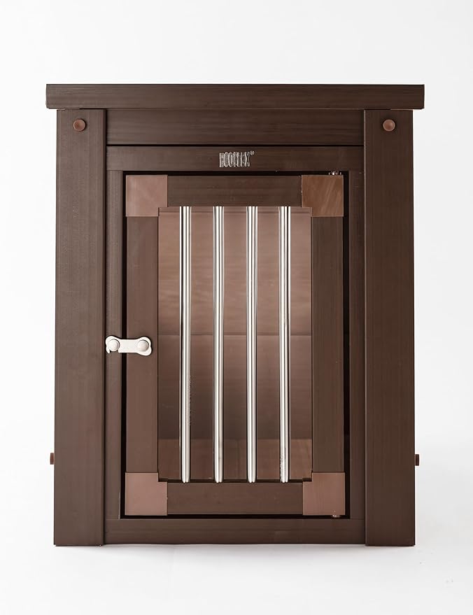 New Age Pet ECOFLEX InnPlace Dog Crate & End Table, Indoor Furniture Style Pet Kennel for Small, Medium, Large & XL Dogs, Durable Composite, Russet Brown, Small