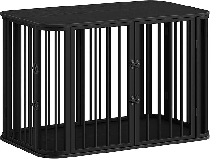 Hzuaneri 39.4'' Dog Crate Furniture, L Indoor Dog Kennel Dogs Cage, Modern Decorative Pet House for Small/Medium/Large Dogs, Anti-Chew & Anti-Escape, Kennel End Side Table TV Stand, Black DFC88704B