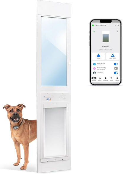 Power Pet Automatic ROLL UP Door by High Tech Pet Brand - Motorized Panel Rolls Up - Pet Operated - Remote App Control - 24/7 Exit & Entry Timers (Medium, Patio Regular - 75-80¼)