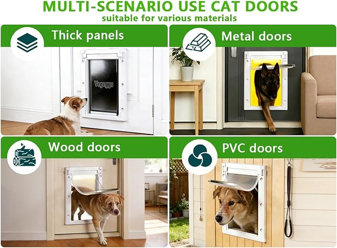 Dog Door Doggy Door Easy Install - Wood & PVC Doors & Walls，Doggie Free Movement & Strong Magnetic Auto-Close & Sliding Lock,Telescoping Frame,8 1/8" x 13 2/5" for Medium Dogs Up to 40 lb