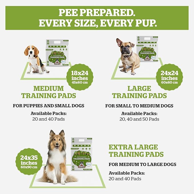 Pogi’s Puppy Pads with Sticky Tabs – Medium, Super Absorbent, Odor Blocking, 40-Count (18x24in)