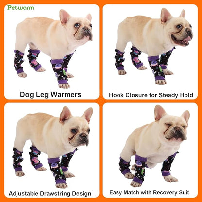 PetWarm Dog Recovery Sleeve 4pcs Set, Dog Leg Sleeve, Ideal for Comfort and Support During Pet Recovery, Suitable for Active or Support Recoverying Pet Use, Purple, L