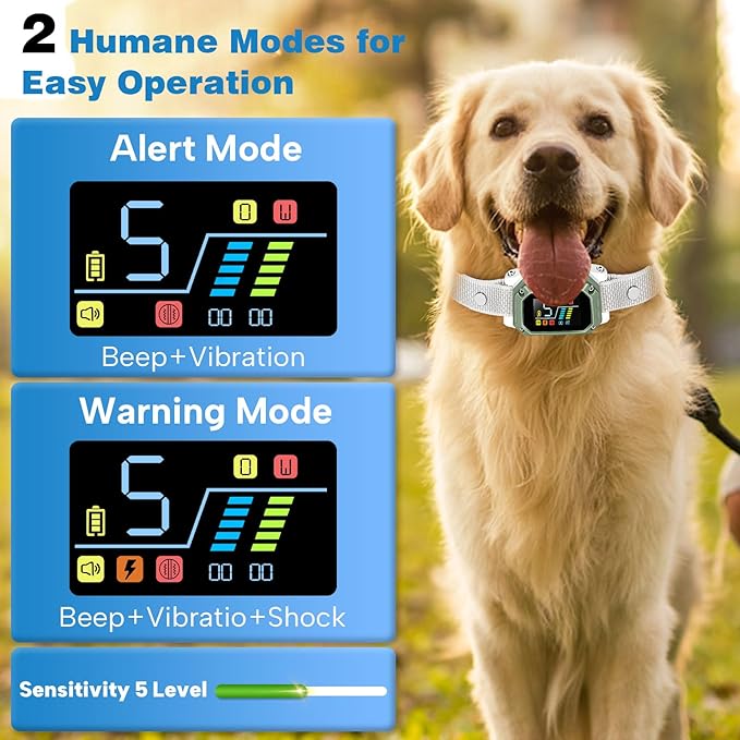 Dog Bark Collar for Large Medium Small Dogs, Rechargeable Smart Bark Collar, Anti Barking Training Collar with Adjustable Sensitivity Beep Vibration Shock