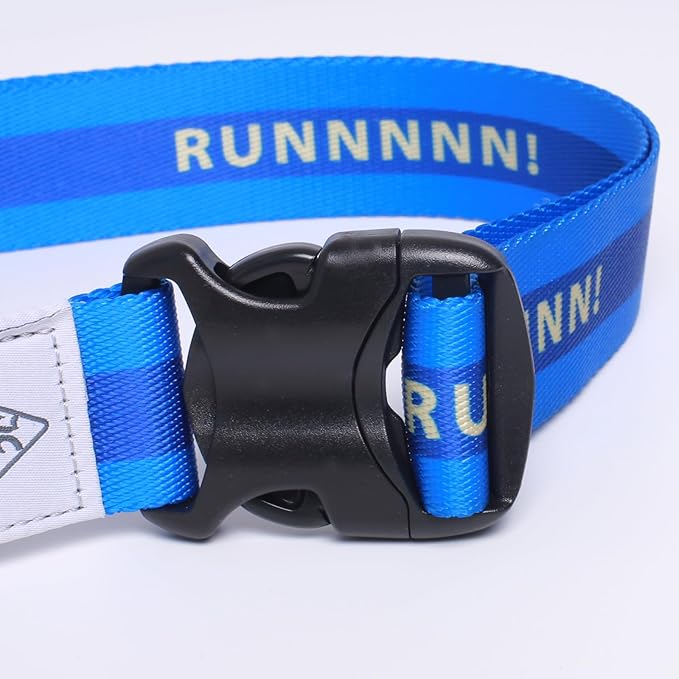 Hands Free Dog Leash, Heavy Duty with Waist Belt & Storage Pouch, Strong Pull Control, Two Handles Bungee for Running & Walking, Big & Medium Dogs, Blue