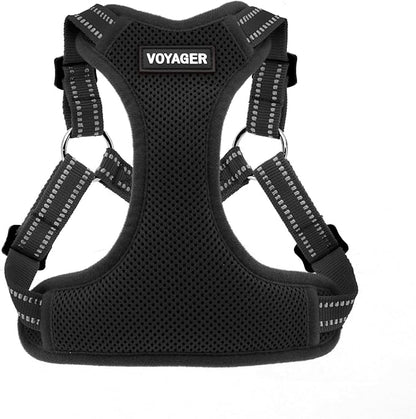 Best Pet Supplies Voyager Adjustable Step-in Flex Breathable Mesh Dog Harness for Small Medium Large Dogs (Black), XS
