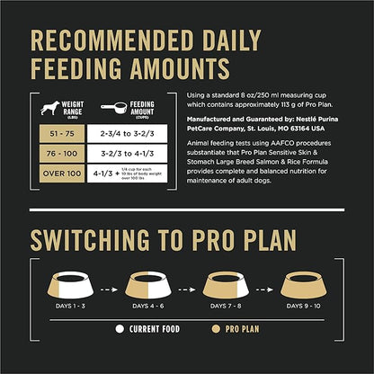 Purina Pro Plan Sensitive Skin and Stomach Dog Food Large Breed Salmon and Rice Formula - 24 lb. Bag