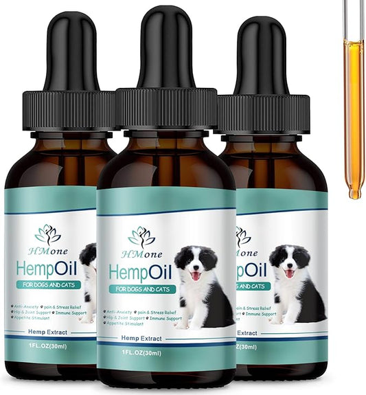 (3 Pack) Max Potency Hemp Oil for Dogs & Cats - Help Anxiety Stress Pain Inflammation Arthritis Aggressive Relax Sleep Allergies Seizures Relief - Treats Chews Joint & Hip - Organic Pet Calming Drops