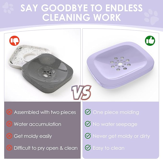 AONKEY 3L Dog Water Bowl No Spill, 101oz Large Spill Proof Dog Bowl Reduce Refill, Anti Splash No Mess Dispenser Dripless Slow Drinking Water Bowl for Sloppy Messy Drinkers (Violet)