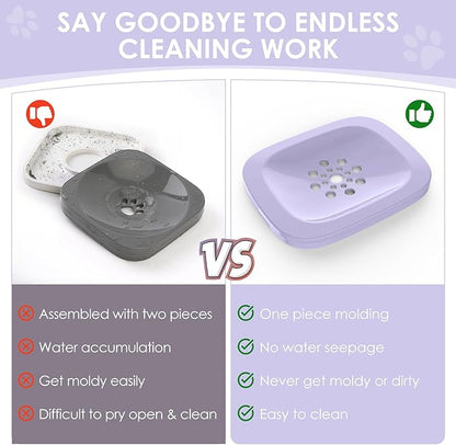 AONKEY 3L Dog Water Bowl No Spill, 101oz Large Spill Proof Dog Bowl Reduce Refill, Anti Splash No Mess Dispenser Dripless Slow Drinking Water Bowl for Sloppy Messy Drinkers (Violet)