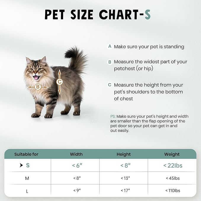 Cat Door Interior Door All Aluminum White 3 Flaps, for Exterior Door Small Cat Dog Doggy Doggie Door, Heavy Duty Pet Door, Insulation Flap, Lockable Closing Panel Telescoping Tunnel, Pets Up to 22lbs
