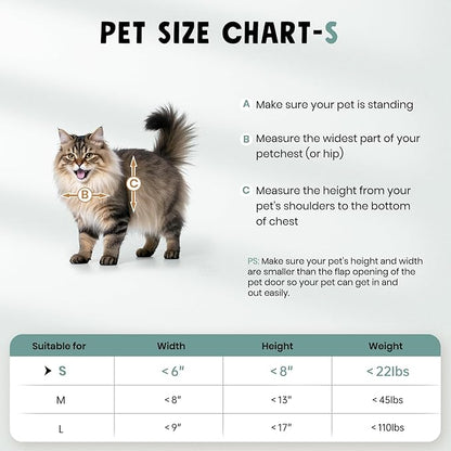 Cat Door Interior Door All Aluminum White 3 Flaps, for Exterior Door Small Cat Dog Doggy Doggie Door, Heavy Duty Pet Door, Insulation Flap, Lockable Closing Panel Telescoping Tunnel, Pets Up to 22lbs