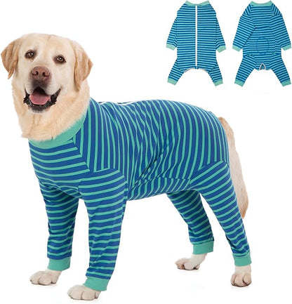 Yeapeeto Dog Onesie Surgery Recovery Suit for Large Medium Bodysuit Dogs Pajamas PJS Full Body for Shedding, Prevent Licking, Wound Protection, Cone Alternative… (Blue Green, 4X-Large (Pack of 1))