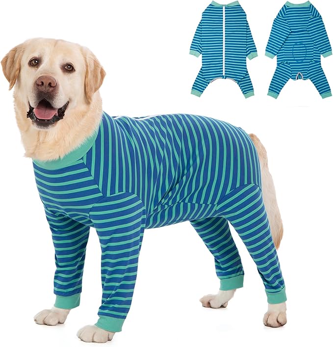 Yeapeeto Dog Onesie Surgery Recovery Suit for Large Medium Bodysuit Dogs Pajamas PJS Full Body for Shedding, Prevent Licking, Wound Protection, Cone Alternative… (Blue Green, 7X-Large (Pack of 1))