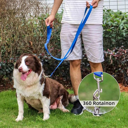 AMAGOOD 6 FT Puppy/Dog Leash, Strong and Durable Traditional Style Leash with Easy to Use Collar Hook, Great for Small, Medium and Large Dogs (1" x 6 ft, Black and Blue (2-Pack))