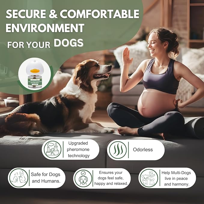 Dog Pheromone Calming Diffuser Kit, Calming Diffuser for Dog (2 Plug-Ins & 4×48ml Refills) for Stress Support, Helps Reduce Barking & Aggression, 120-Day Supply (Non-Toxic, Safe & Inedible)