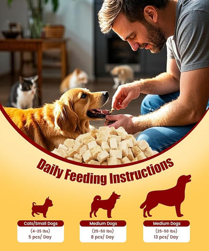 Freeze Dried Chicken Pet Treats for Dogs, Cats, Single Fresh Ingredient Training Treats, Food Topper, Rawhide Free Freeze Dried Chicken High Protein, 7oz