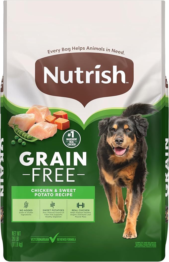 Nutrish Grain Free Dry Dog Food, Chicken & Sweet Potato Recipe, 26 lb. Bag (Rachael Ray)