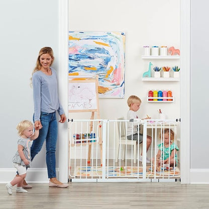 Regalo Safety 29-56" Extra Wide Baby Gate for Doorways & Bottom of Stairs, Pressure Mounted Baby Gate with Door for Babies, Toddlers & Pets, Tested & Safe for 30 Years, American Designed and Owned