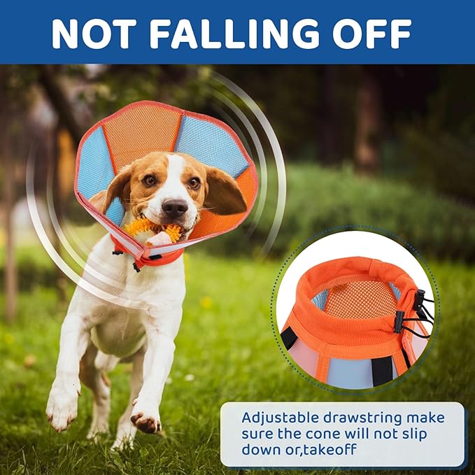 Dog Cone - Soft Cone for Dogs to Stop Licking, Adjustable Dog Recovery Collar with Double-Layer Design, Pet Cones Alternative After Surgery for Wound Care, Spay, Orange Medium