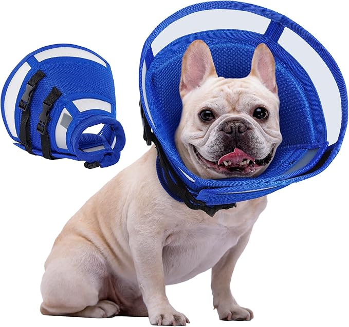 Allroaring Dog Cone Collar, Soft Cone for Dogs to Stop Licking, Adjustable Breathable Dog Cones for Medium Dogs Wound Care, Spay, Neuter, Pet Surgery Collar Blue M