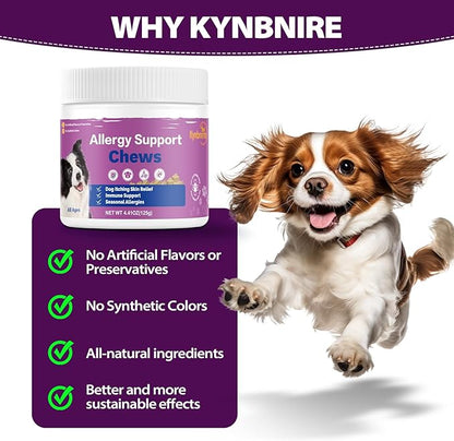 Dog Allergy Chews for Itchy Skin and Seasonal Allergies, Dog Allergy and Itching Skin Relief with Probiotics and Turmeric, Allergy Paw Relief and Dogs Coat Immune -50ct