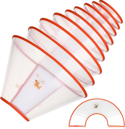 Paterr 9 Pcs Soft Dog Cone Collar Adjustable Protective for Pet Flexible Plastic Cone for Dog After Surgery Recovery E Collar for Wound Healing Small Medium Large (Orange Border)