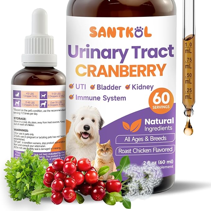 Cat & Dog Urinary Tract Infection Treatment - Cat UTI Treatment - Dog UTI Treatment - for Kidney, Bladder, Urinary Tract - Cranberry Supplement for Dogs Cats with Marshmallow Root, Dandelion, Parsley