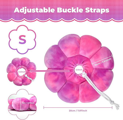 Flower Cat Cone, Uadonile Adjustable Cat Cone Collar, Soft Dog Elizabethan Collar Recovery E Collar After Surgery, Recovery E-Collar for Kittens/Puppies and Cats Recovery(Tie-dye Rose Purple, S)
