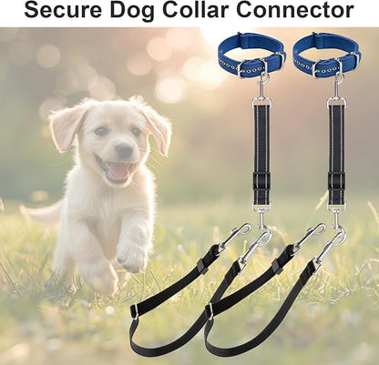 ElevateTech 2Pcs Dog Collar Safety Clip Adjustable Double Ended Backup Clasp Leash Connector Gentle Leader for Dogs Suitable Dog Harness Small Dogs Collar Walking Running Training Travel (Black)