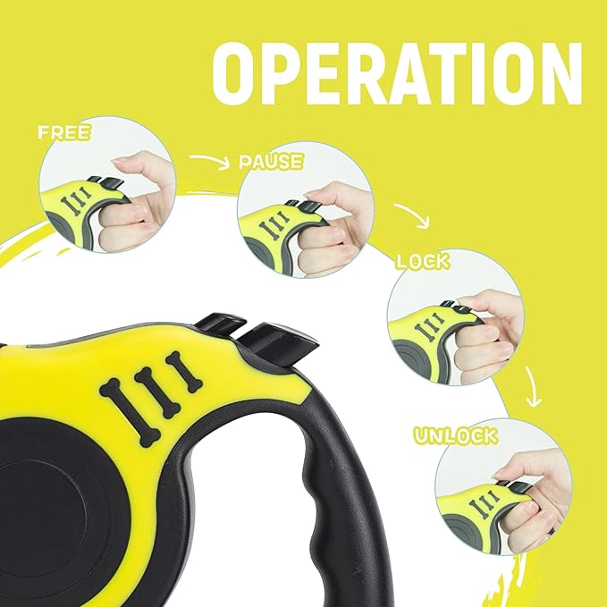 Retractable Dog Leash Automatic Telescopic Tractor Dog Tape, Pet Tape 10/16 FT Durable and Convenient, with Folding Bowl, Dispenser, Rubbish Bags, Suitable for Small and Medium Dogs