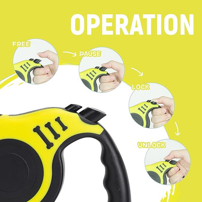 Retractable Dog Leash Automatic Telescopic Tractor Dog Tape, Pet Tape 10/16 FT Durable and Convenient, with Folding Bowl, Dispenser, Rubbish Bags, Suitable for Small and Medium Dogs