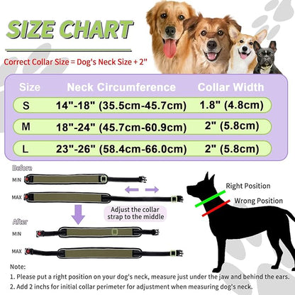 Martingale No Pull Dog Collar for Large Medium Dogs Training Walking, Heavy Duty Nylon Reflective Adjustable Anti Pull Slip Collar with Buckle S Army Green