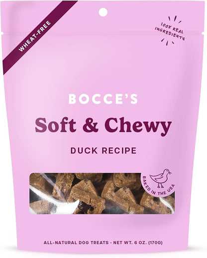 Bocce's Bakery Oven Baked Duck Recipe Treats for Dogs, Wheat-Free Everyday Dog Treats, Made with Real Ingredients, Baked in The USA, Natural Soft & Chewy Cookies, Duck, 6 oz