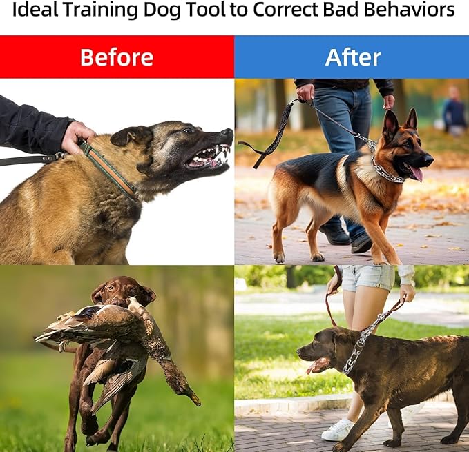 Prong Collars for Dogs, No Pull Dog Collar, Dog Training Collar for Large Medium Small Dogs, Stainless Steel Adjustable with Comfort Rubber Tips (Large, 4.0mm, 23.6-Inch)