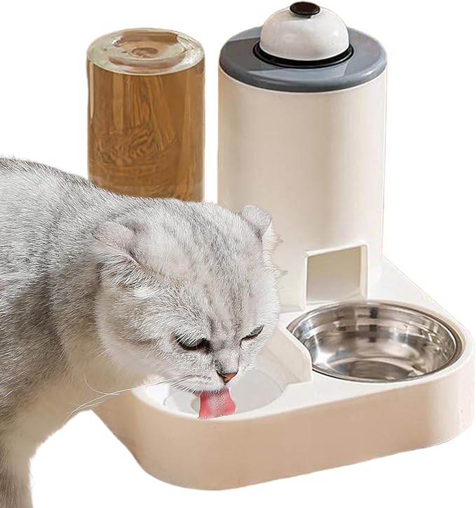 Feeding Bowl Set - Dog Water Dispenser, Detachable Food Bowl with Bell with Sturdy Construction, Animal Accessory Featuring Convenient Design, Wet and Dry Feeding Solution for Small Medium Pets