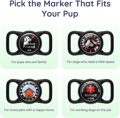 Dog AirTag Holder for Dog Collar, Soft Silicone Slide-On Case for Apple AirTag, No-Dangle Quiet Protective Holder with High-Contrast Message Designs
