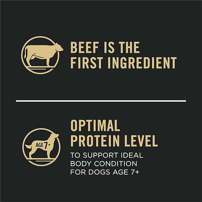 Purina Pro Plan Senior Dog Food, 7 Plus Shredded Blend Beef and Rice Formula Dry Dog Food, 18 lb. Bag