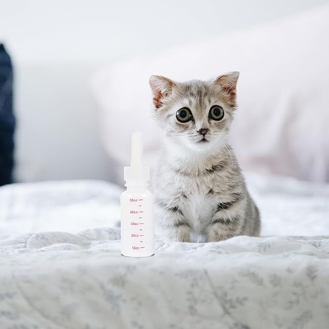 COHEALI 3Pcs Small Plastic Pet Nursing Bottles with Supple Pointed Nipples Portable Milk Feeders for Newborn Puppies and Kittens Reusable Clean Feeding Bottles with Clear Scale Lines