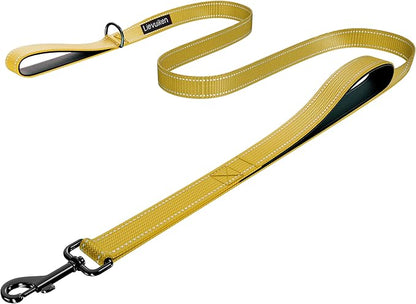 Dog Leash 5ft Long, Double Handle Dog Leash for Safety Control Training, Heavy Duty Dog Leads with Traffic Padded Handles, Reflective Leashes for Small Medium Large Dogs(5ft, Brown)