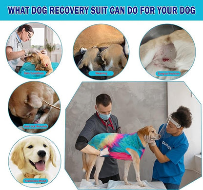 Dog Surgery Recovery Suit, Surgical Recovery Suit for Dog Male Female, Spay Neuter Shirt, Cone Alternative Surgical Onesie, Tie-dye Green, M