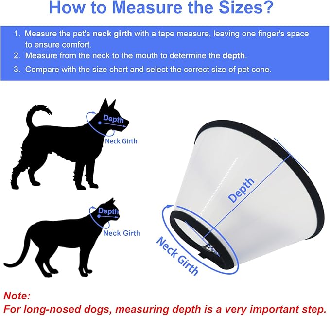 Dog Cone After Surgery, Adjustable Pet Recovery Collar for Dogs and Cats, Plastic Elizabethan Neck E-Collar Stop Licking Wounds (XXL)