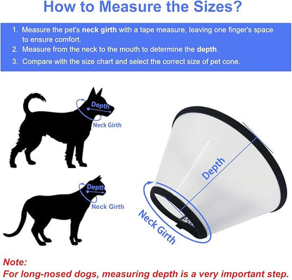 Dog Cone After Surgery, Adjustable Pet Recovery Collar for Dogs and Cats, Plastic Elizabethan Neck E-Collar Stop Licking Wounds (XXL)